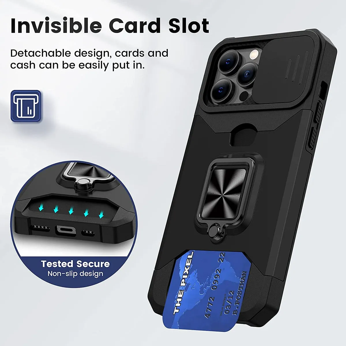 For Motorola Moto G Power 5G 2025 Wallet Case with Slide Camera Protector, Credit Card Slot, Ring Sand, Magnetic Car Mount Case Cover