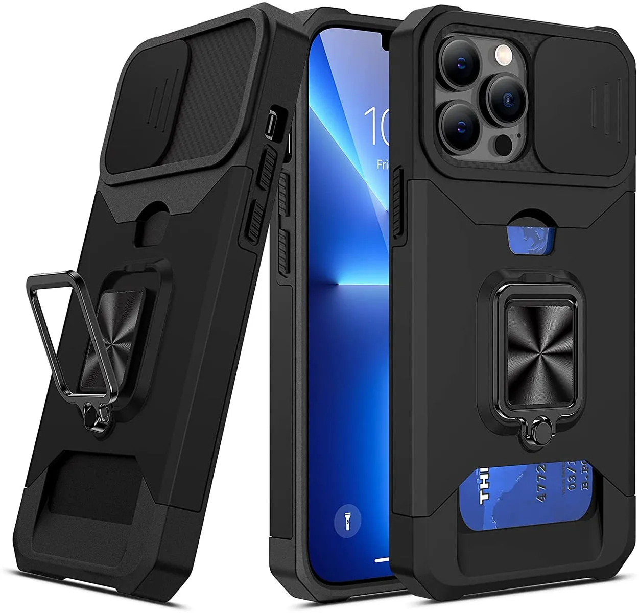 For Motorola Moto G Power 5G 2025 Wallet Case with Slide Camera Protector, Credit Card Slot, Ring Sand, Magnetic Car Mount Case Cover