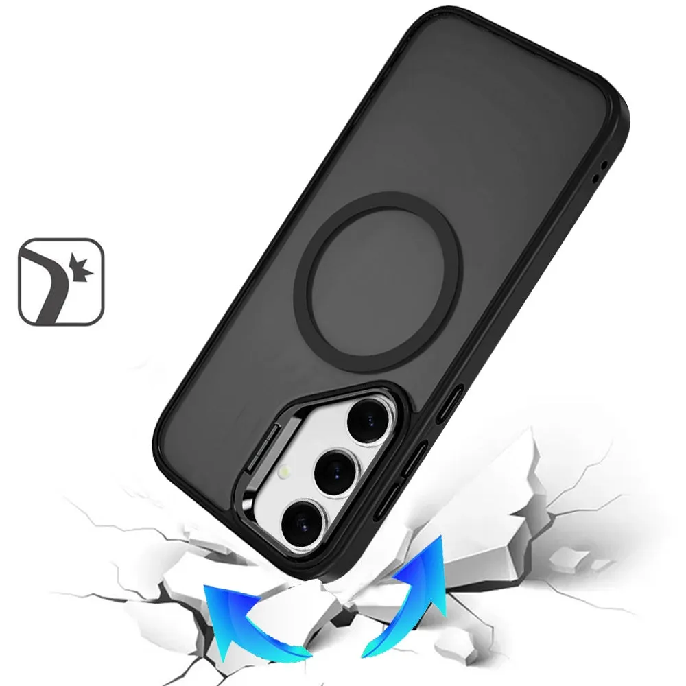 For Samsung Galaxy S25 Ultra Heavy Duty Metallic Hybrid Tough TPU with Camera Ring Stand, MagSafe Compatible, Rugged Drop Protection Case Cover