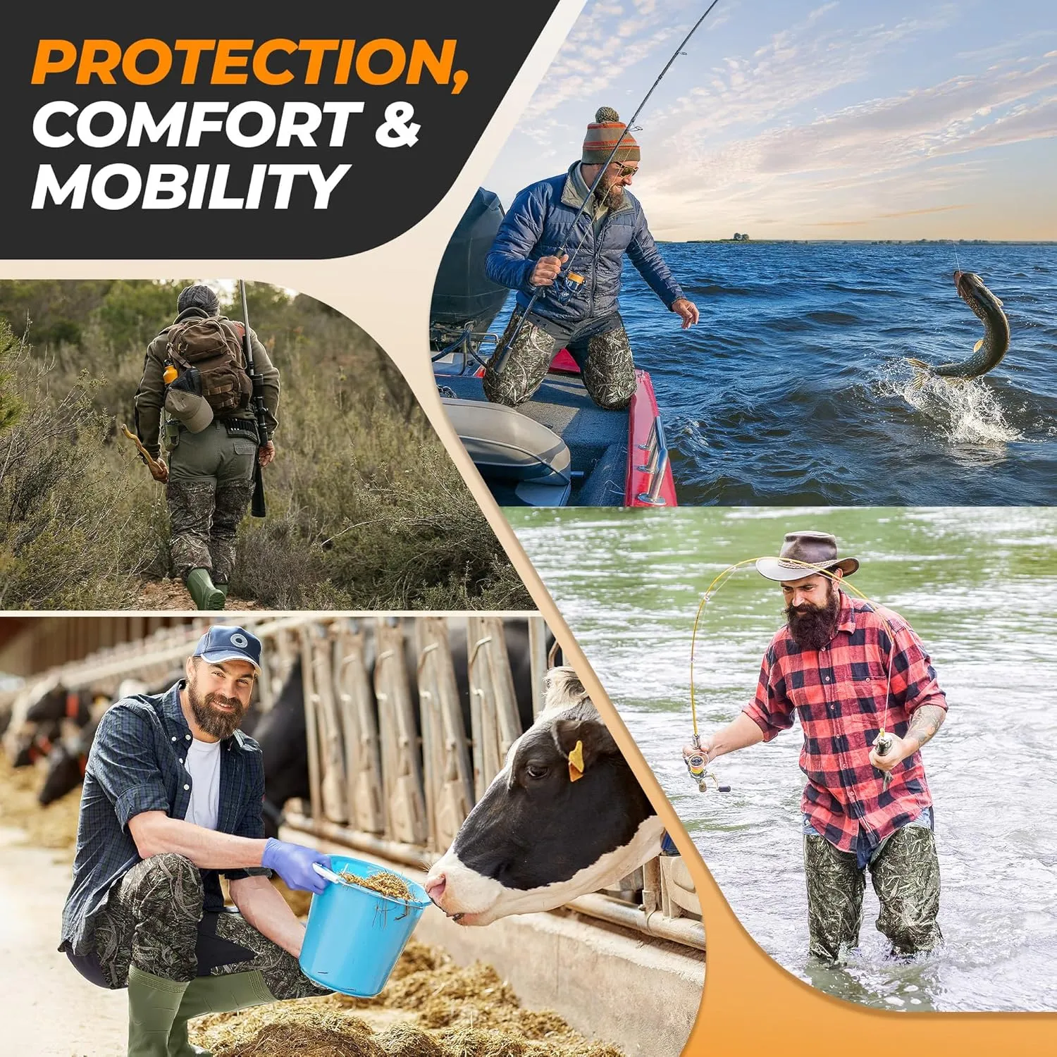Foxelli Hip Waders – Waterproof Camo Waders for Men & Women with Boots, Lightweight Wading Hip Boots for Fishing & Hunting