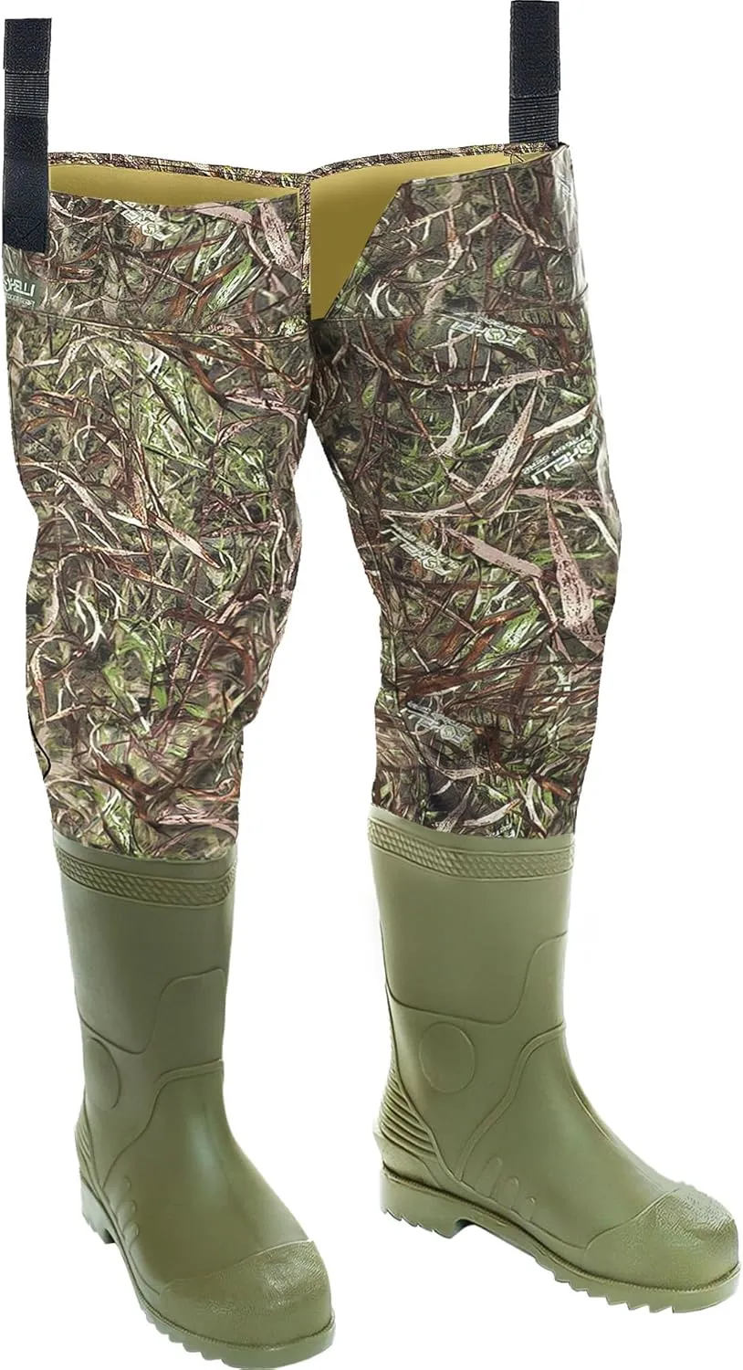 Foxelli Hip Waders – Waterproof Camo Waders for Men & Women with Boots, Lightweight Wading Hip Boots for Fishing & Hunting