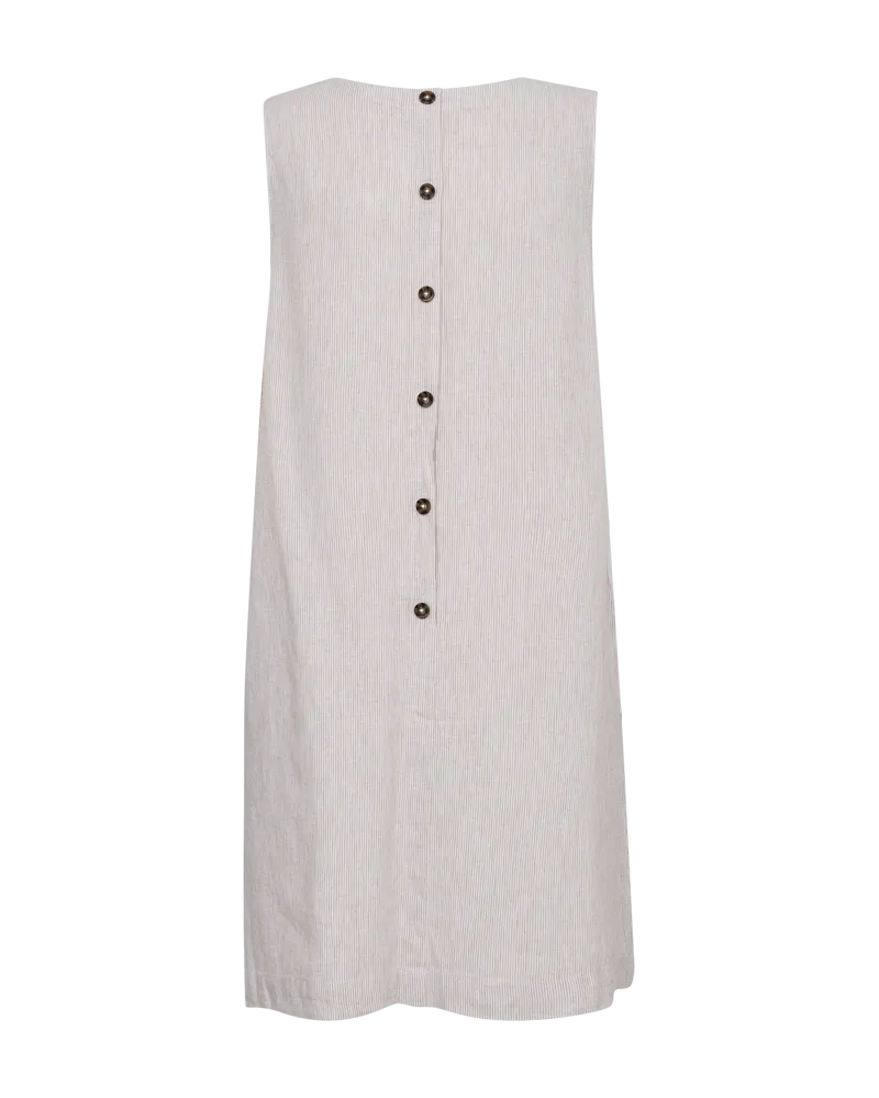 FQLAVA - LINEN DRESS - WHITE AND BROWN
