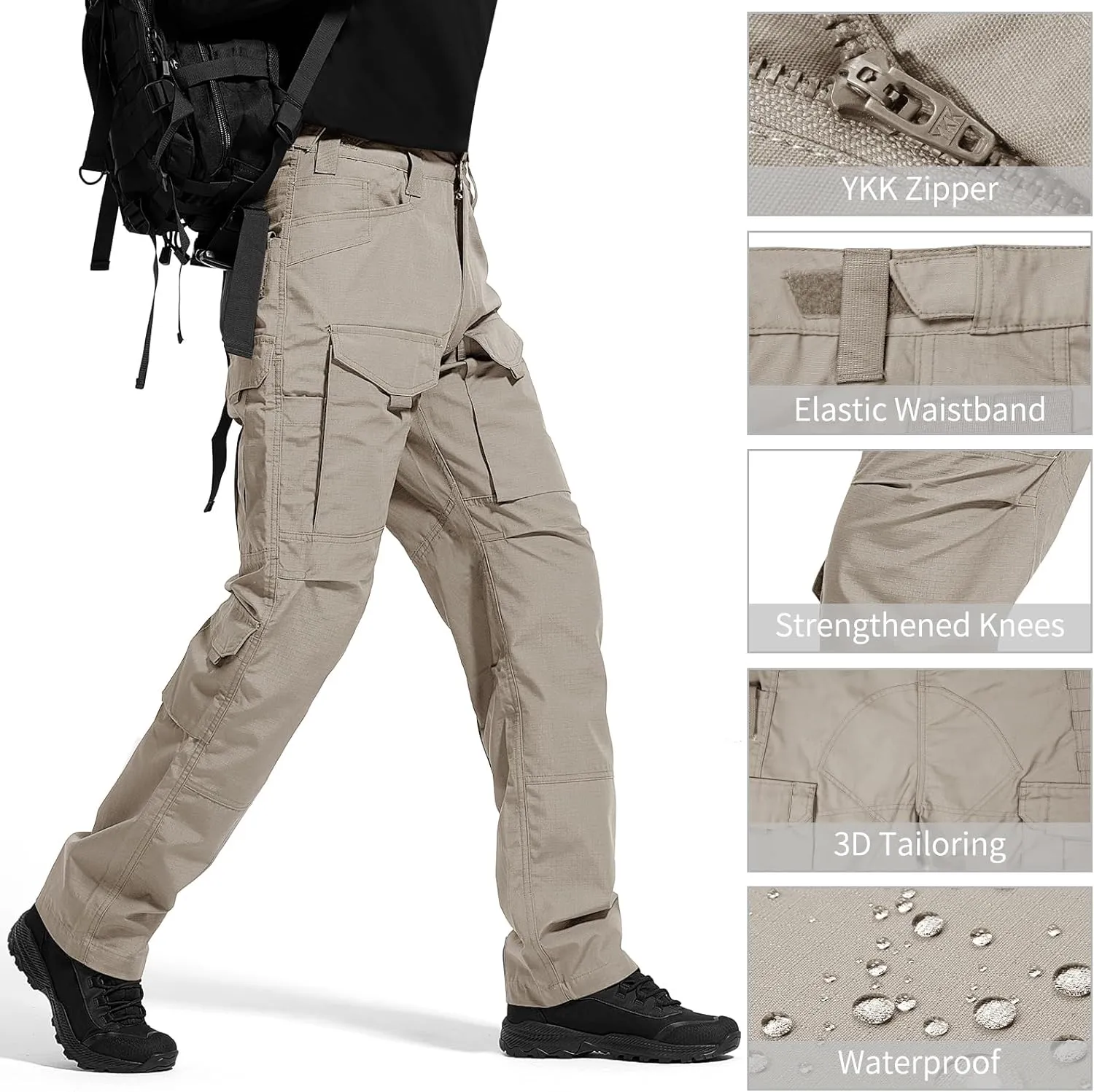 FREE SOLDIER Men's Cargo Pants,Tactical Pants for Men Stretch,Durable Ripstop EDC Work Pants for Hiking