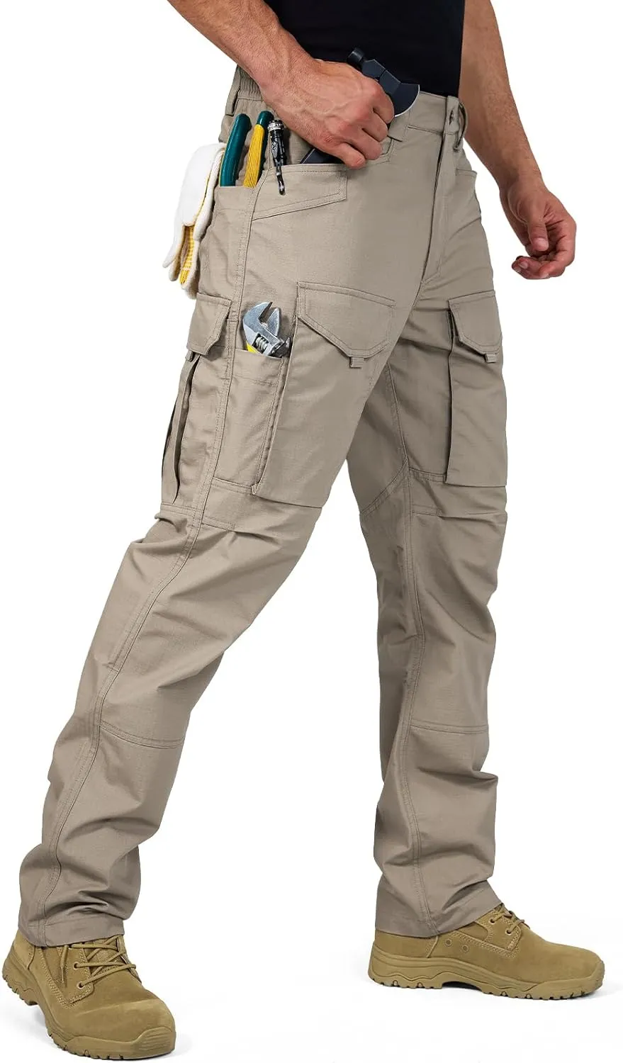 FREE SOLDIER Men's Cargo Pants,Tactical Pants for Men Stretch,Durable Ripstop EDC Work Pants for Hiking
