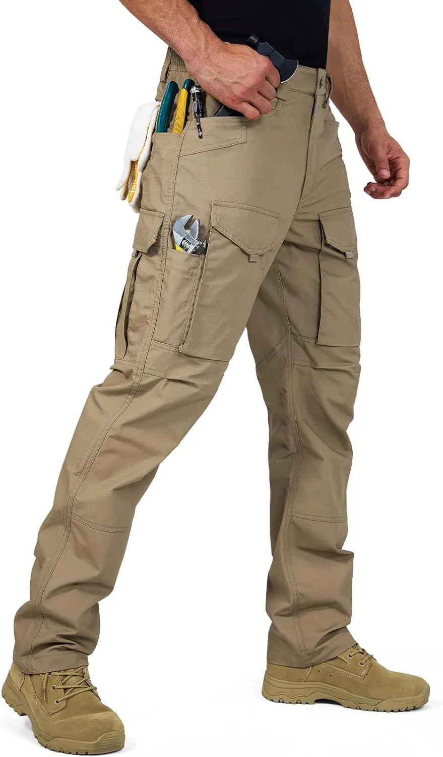 FREE SOLDIER Men's Cargo Pants,Tactical Pants for Men Stretch,Durable Ripstop EDC Work Pants for Hiking