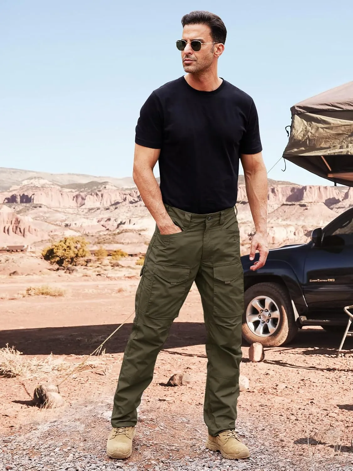 FREE SOLDIER Men's Cargo Pants,Tactical Pants for Men Stretch,Durable Ripstop EDC Work Pants for Hiking