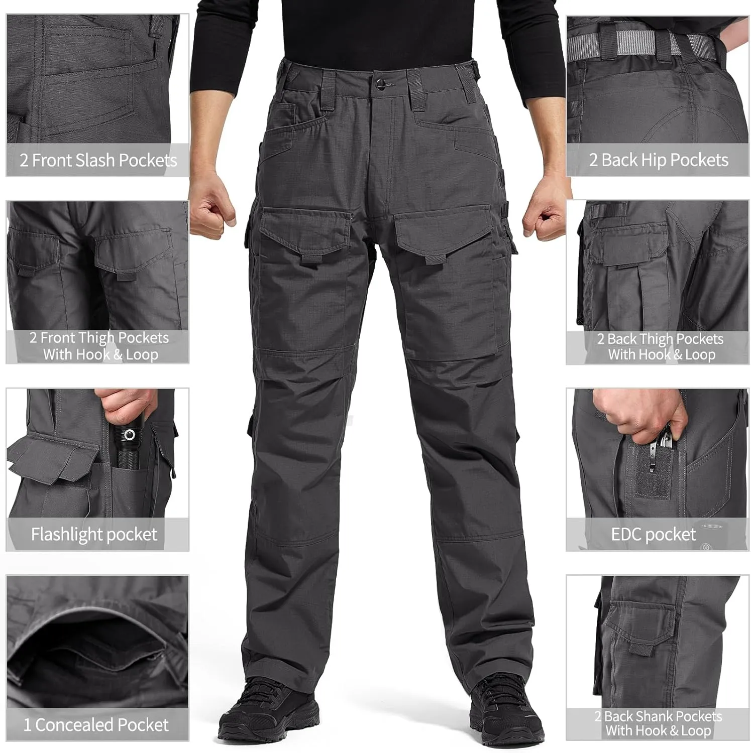 FREE SOLDIER Men's Cargo Pants,Tactical Pants for Men Stretch,Durable Ripstop EDC Work Pants for Hiking