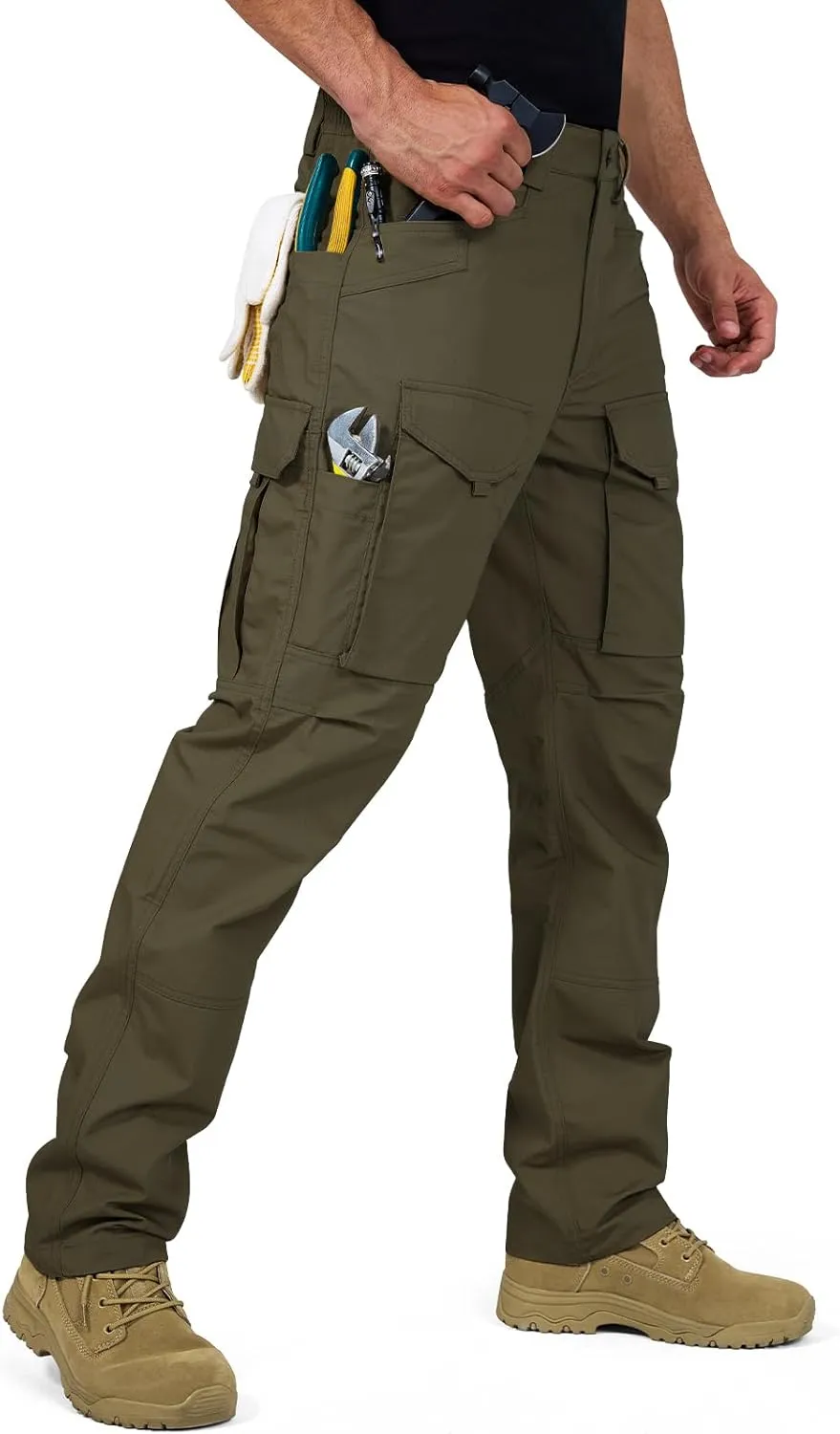 FREE SOLDIER Men's Cargo Pants,Tactical Pants for Men Stretch,Durable Ripstop EDC Work Pants for Hiking