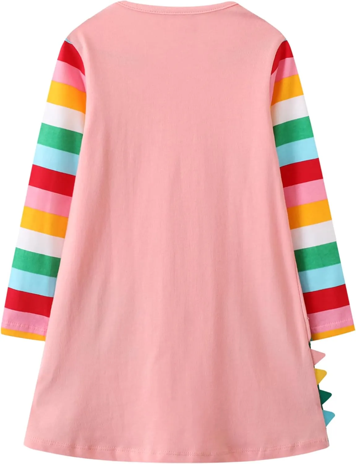 FreeLu Girls Cartoon Applique Dresses Striped Casual Dress Cotton Jersey Longsleeve T-Shirt