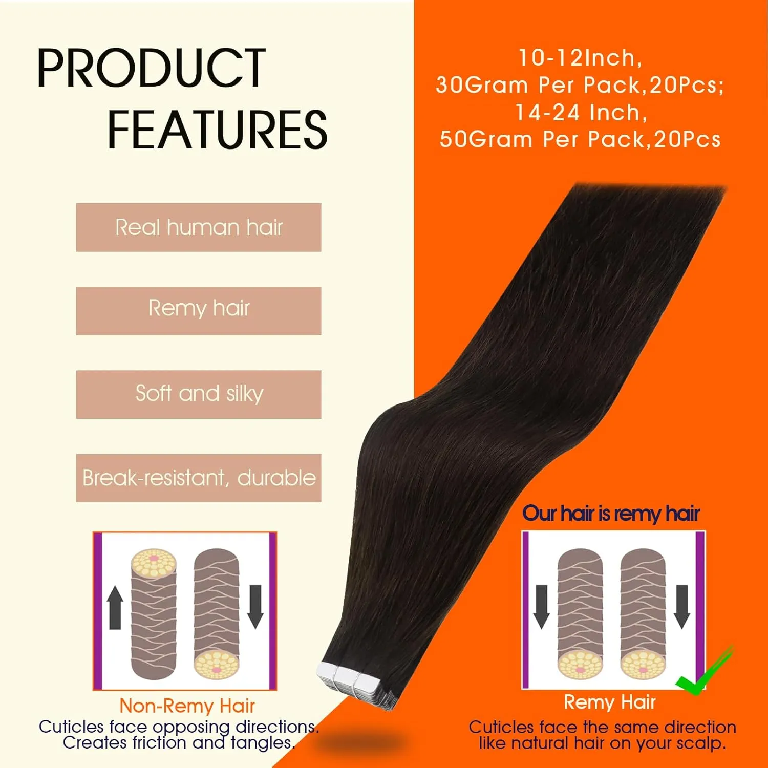 Full Shine Brown Tape Hair Extensions Real Human Hair 20 Inch Skin Weft Seamless Pu Human Hair Extension 20 Pcs 50Gram Thick End Straight Hair Remy Tape in Hair Extensions Add length for Women