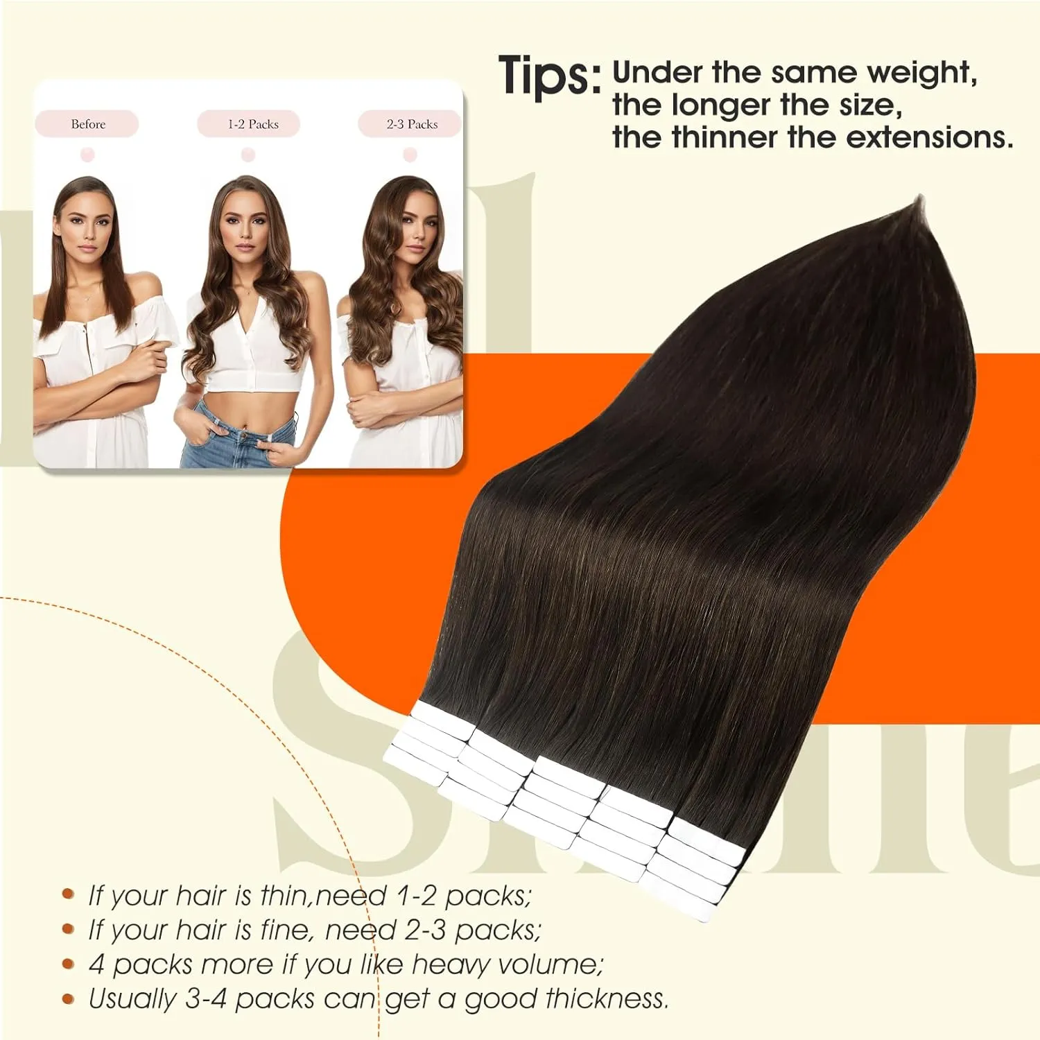 Full Shine Brown Tape Hair Extensions Real Human Hair 20 Inch Skin Weft Seamless Pu Human Hair Extension 20 Pcs 50Gram Thick End Straight Hair Remy Tape in Hair Extensions Add length for Women