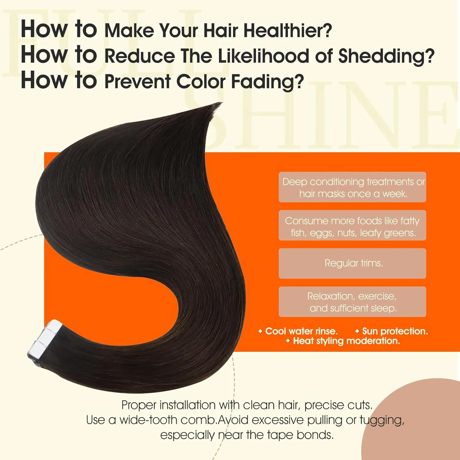 Full Shine Brown Tape Hair Extensions Real Human Hair 20 Inch Skin Weft Seamless Pu Human Hair Extension 20 Pcs 50Gram Thick End Straight Hair Remy Tape in Hair Extensions Add length for Women