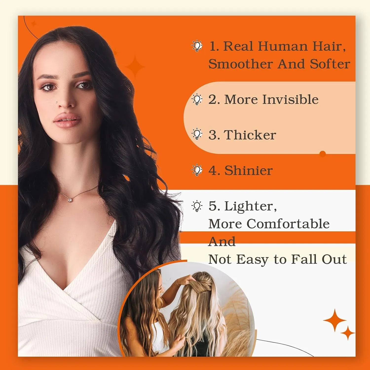 Full Shine Human Hair Tape in Hair Extensions 20 Inch Human Hair Extensions Tape in Remy Real Hair 50 Gram Color 1 Jet Black Seamless Extensions, 20 Pcs Silky Straight Brazilian Hair Natural