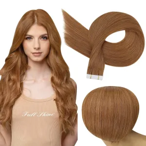 Full Shine Invisible Tape in Extensions Real Human Hair Color 330 Auburn Seamless Hair Extensions Tape in 18 Inch 50Gram Double Sided 20Pcs Straight Remy Human Hair Extensions Add Volume for Party