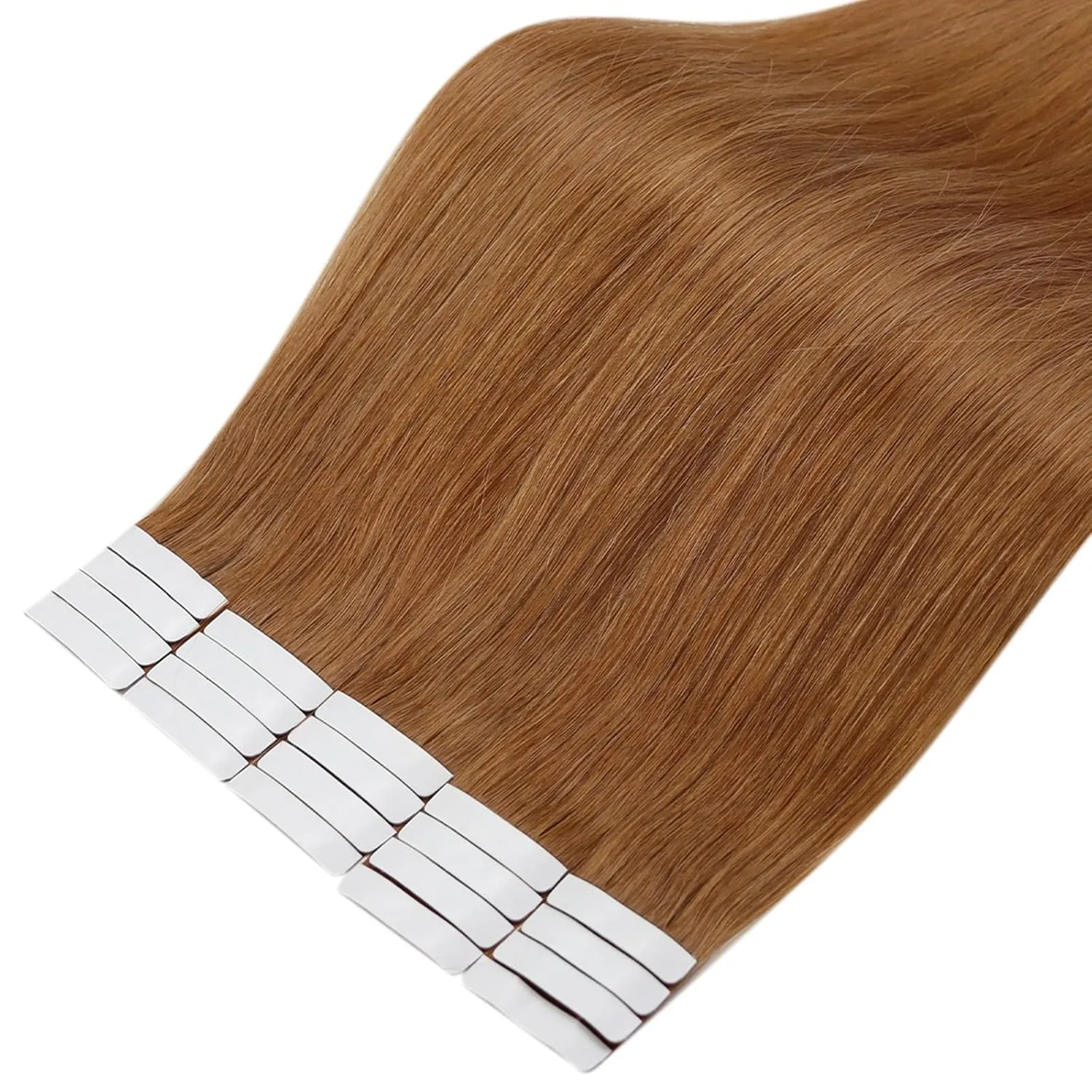 Full Shine Invisible Tape in Extensions Real Human Hair Color 330 Auburn Seamless Hair Extensions Tape in 18 Inch 50Gram Double Sided 20Pcs Straight Remy Human Hair Extensions Add Volume for Party