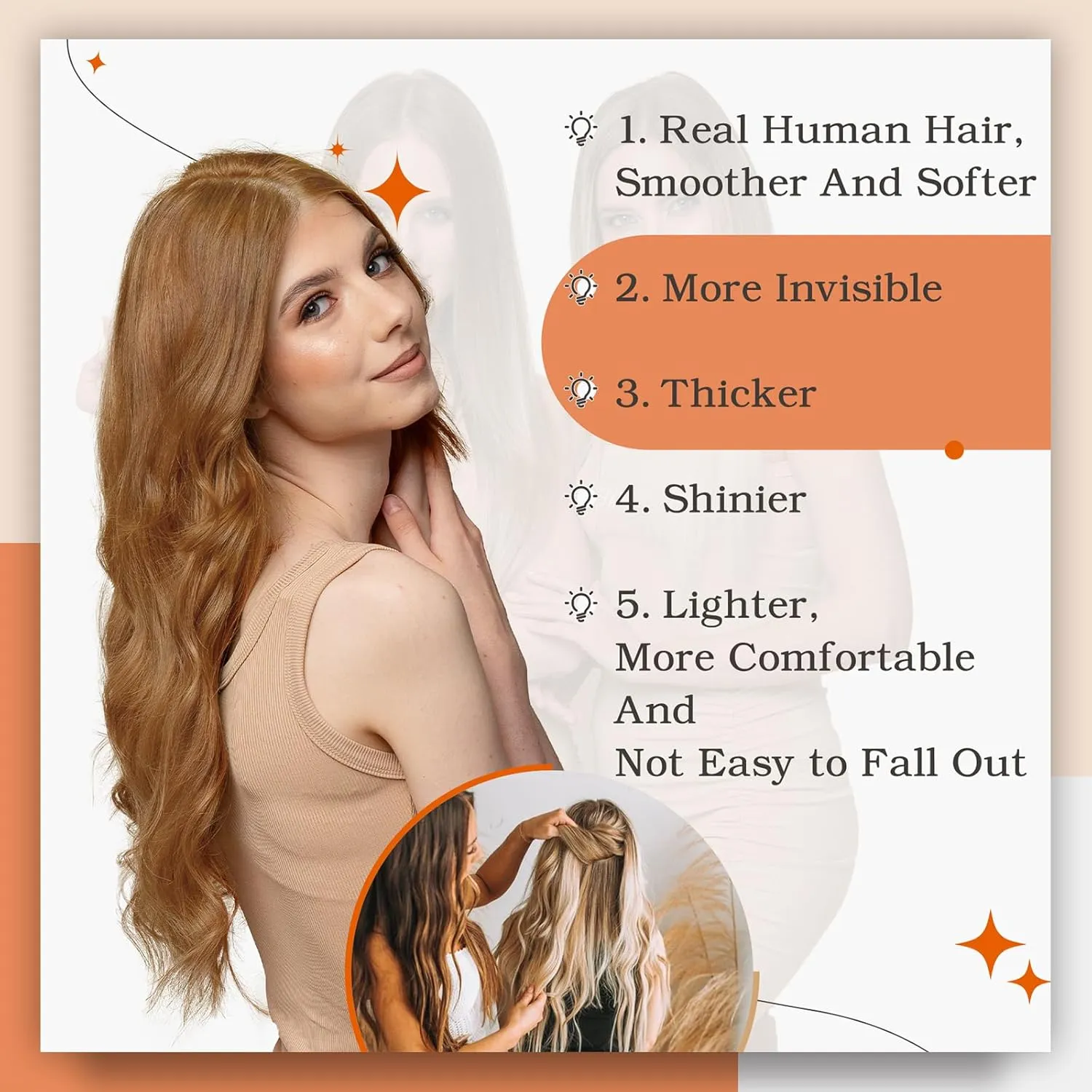Full Shine Invisible Tape in Extensions Real Human Hair Color 330 Auburn Seamless Hair Extensions Tape in 18 Inch 50Gram Double Sided 20Pcs Straight Remy Human Hair Extensions Add Volume for Party