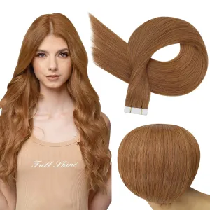 Full Shine Tape ins Human Hair Extensions 20 Inch Hair Extensions Real Human Hair Color 330 Orange 50Gram Remy Seamless Skin Weft 20Pcs Double Sided Tape ins Add Length for Women