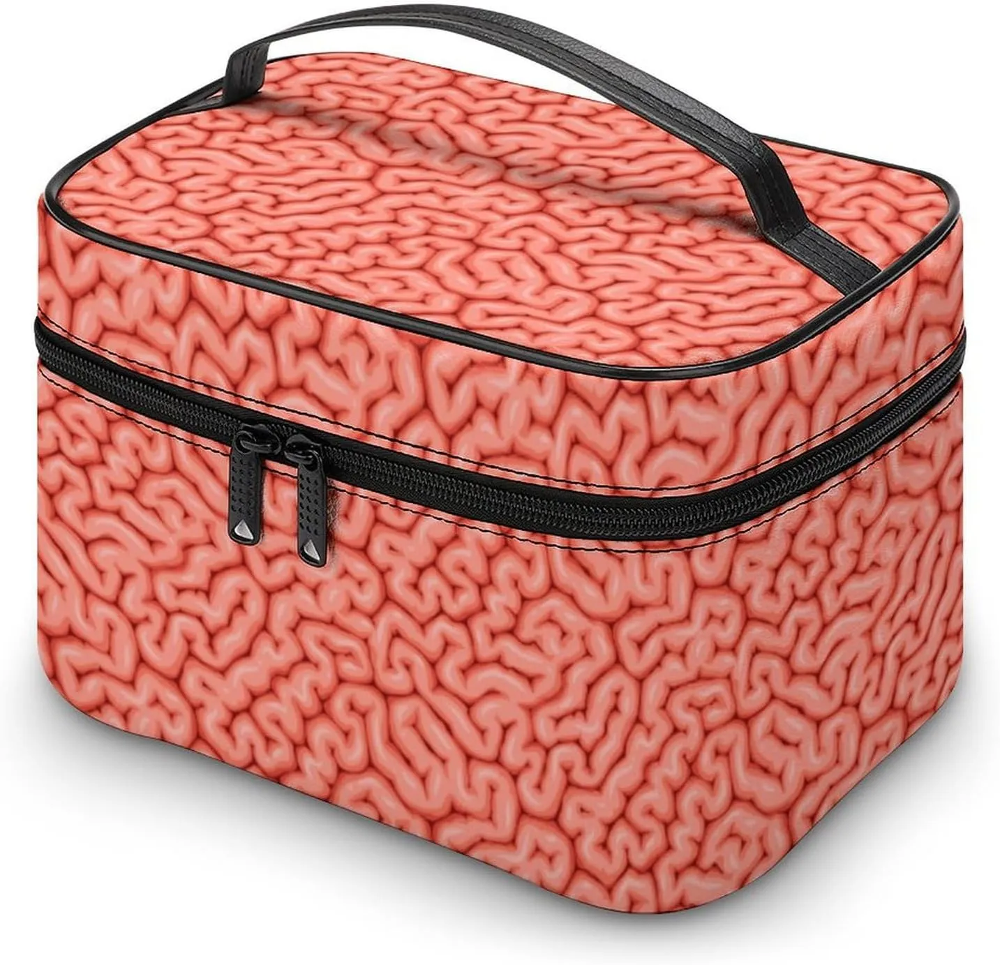 Funny Brain Print Makeup Bags For Women Travel Cosmetic Bag Large Waterproof Skincare Toiletry Bags With Handle Cosmetic Organizer Portable Make Up Box For Wedding Party