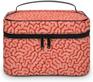 Funny Brain Print Makeup Bags For Women Travel Cosmetic Bag Large Waterproof Skincare Toiletry Bags With Handle Cosmetic Organizer Portable Make Up Box For Wedding Party