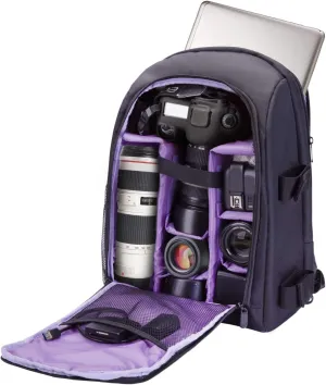 G-raphy Camera Backpack for Photographer Camera Bags with Laptop Compartment/Tripod Holder for Dslr SLR Cameras, Flashes and Camera Accessories (Purple)