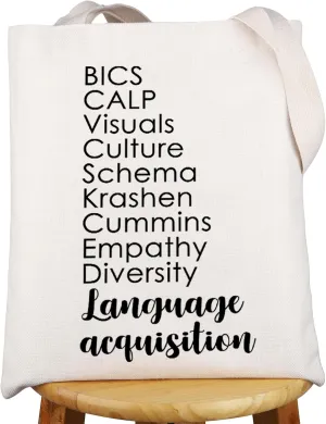 G2TUP ESL Teacher Tote Bag ESL Terms Gift English Language Learners Gift English Teacher Shoulder Bag