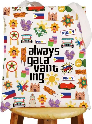 G2TUP Filipino Tote Bag Philippines Travel Bag Philippines Souvenir Gifts Filipinos Shoulder Bag Always Galavanting Gift