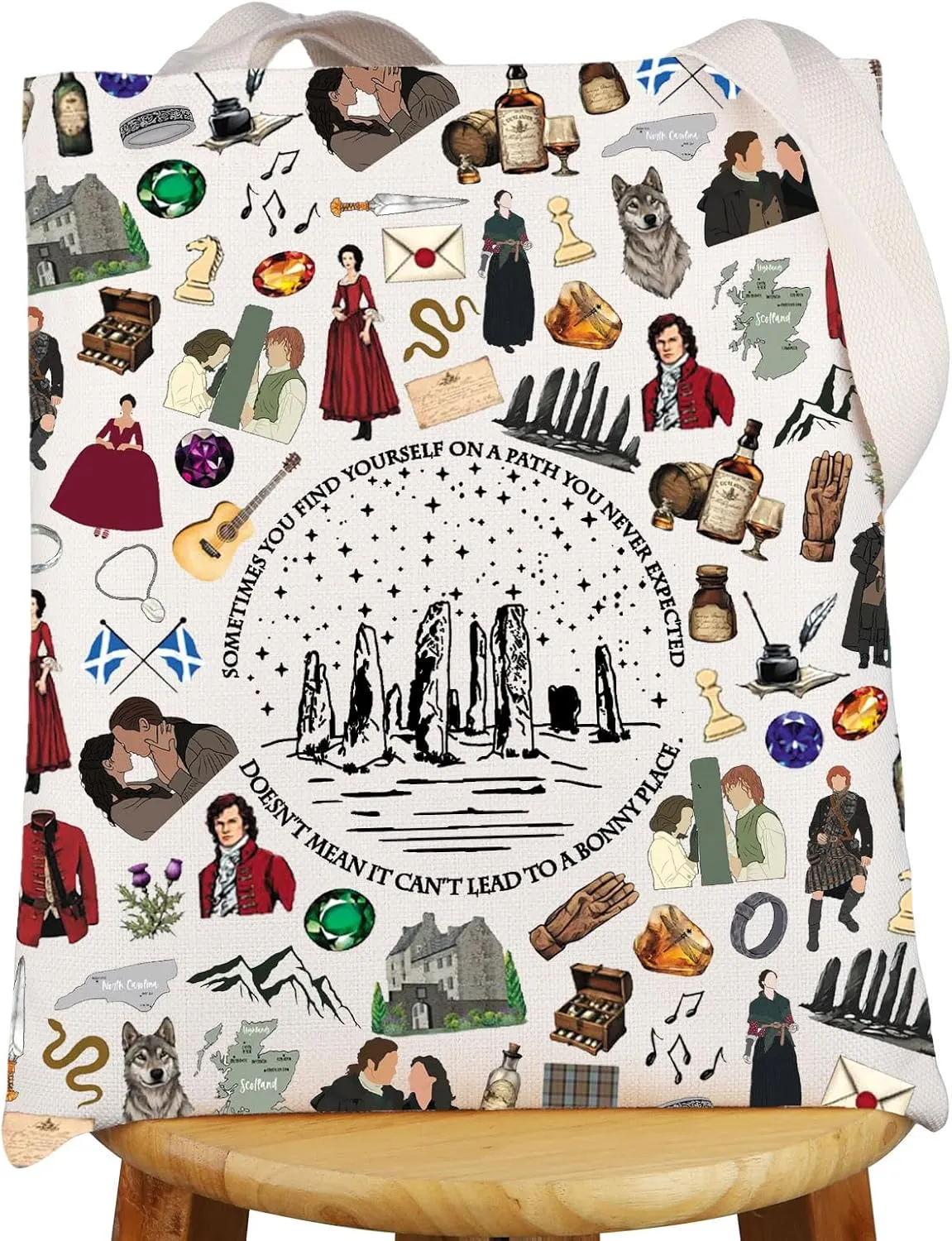 G2TUP Sassenach Tote Bag Claire & Jamie Gift Sassenach Dragonfly Gifts Callanish Stones Gifts