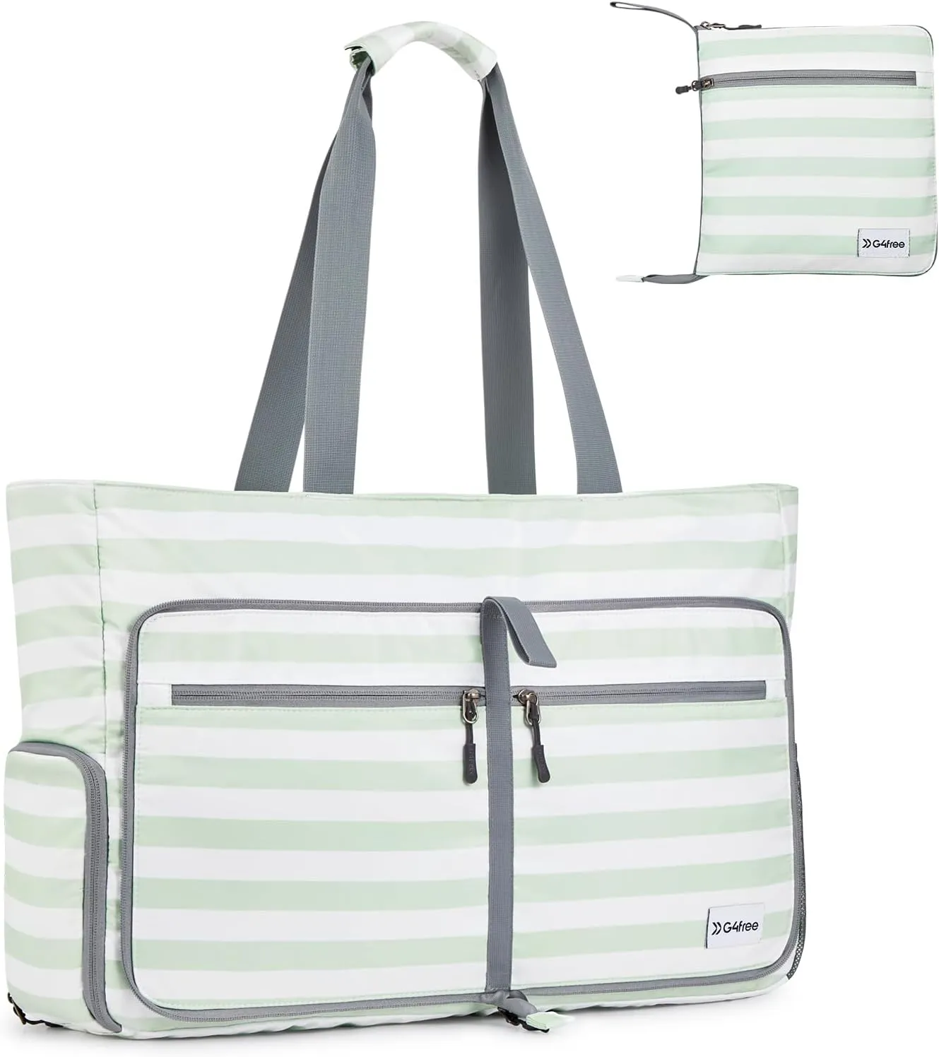G4Free Beach Bags for Women, Large Foldable Travel Tote Bag with Zipper, Waterproof Sandproof Beach Tote Pool Bag