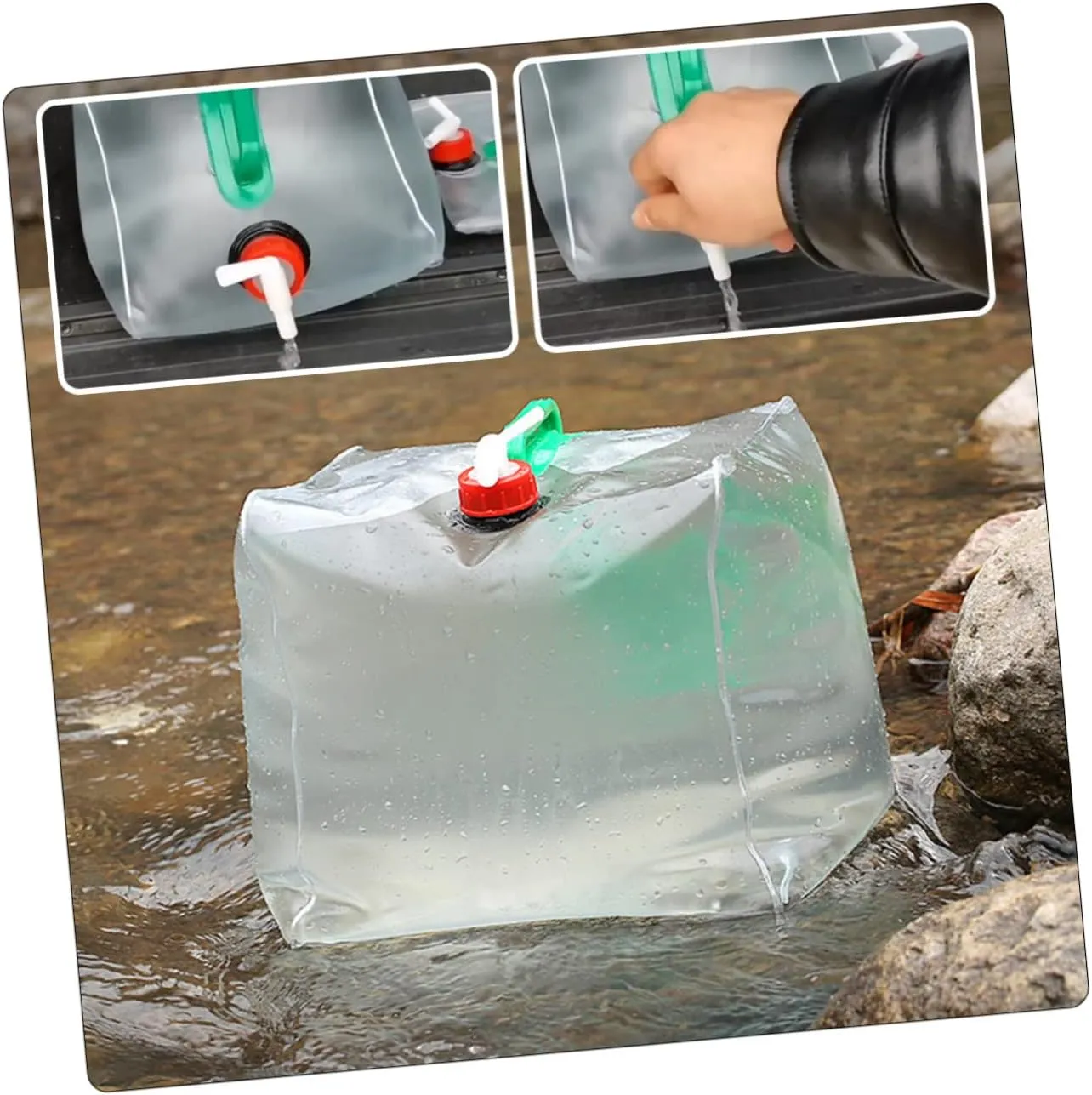 GANAZONO 5pcs Folding Water Bag Watering USB Machine Carriers Fountain Lid Tank Accessories Dispensers Bottles Water Pump Travel Water Bottle Camping Water Bag Transparent PVC