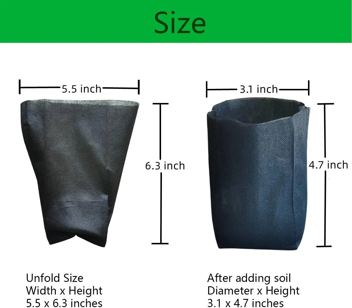 gardtree Plant Nursery Bags 5.5" * 6.3" 400PCS, Non-Woven Plant Grow Bags Fabric Seedling Starter Bags for Vegetable Flower Fruit Saplings Tree, Home Garden Supply