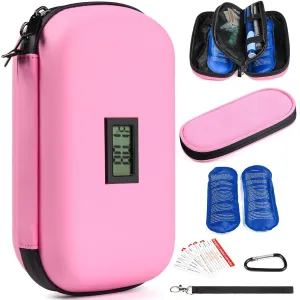 GEAoffice 2Pack Insulin Cooler Travel Case with Shockproof Protection, Built-in Thermometer, Suitable for Ozempic, Includes 2 Ice Packs