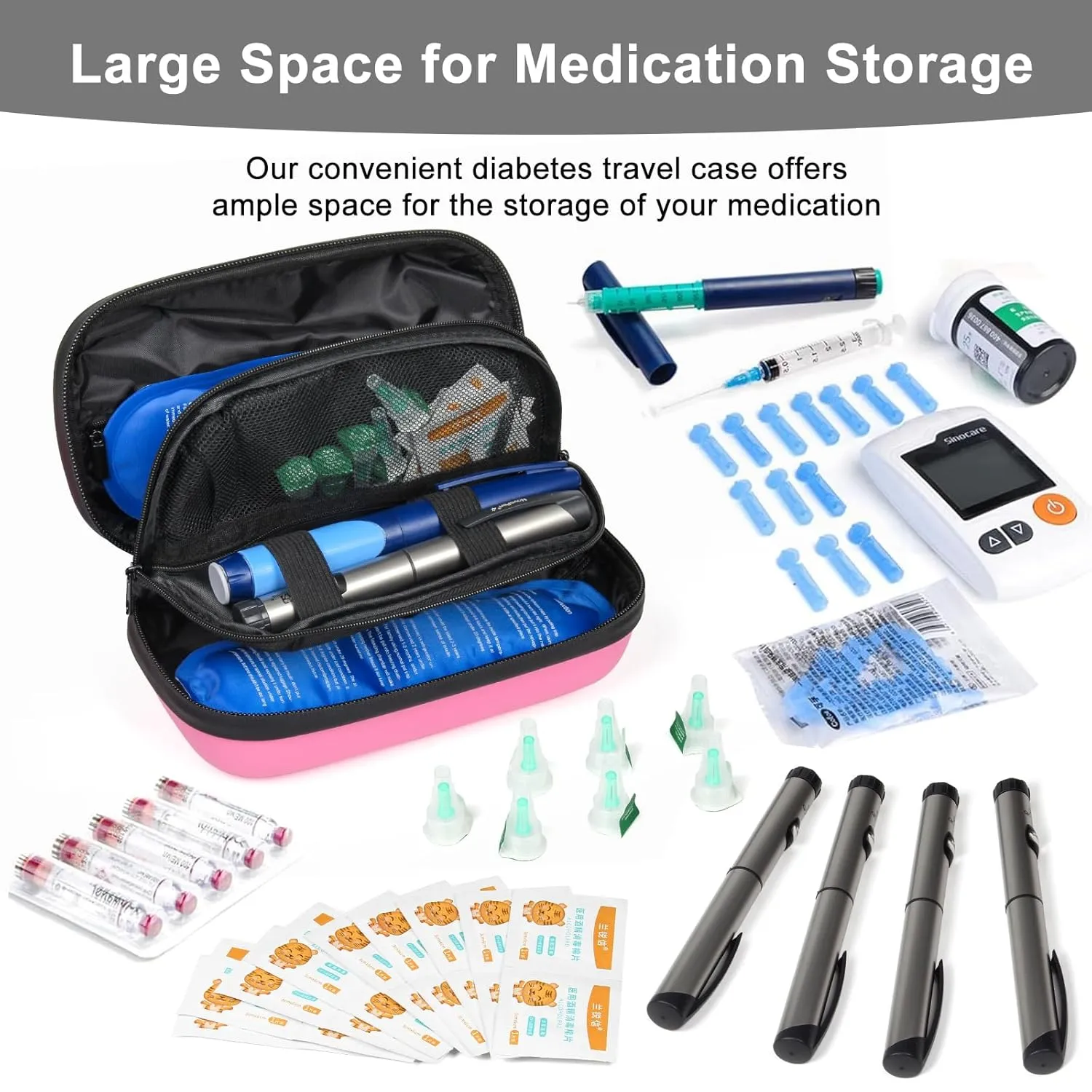 GEAoffice 2Pack Insulin Cooler Travel Case with Shockproof Protection, Built-in Thermometer, Suitable for Ozempic, Includes 2 Ice Packs
