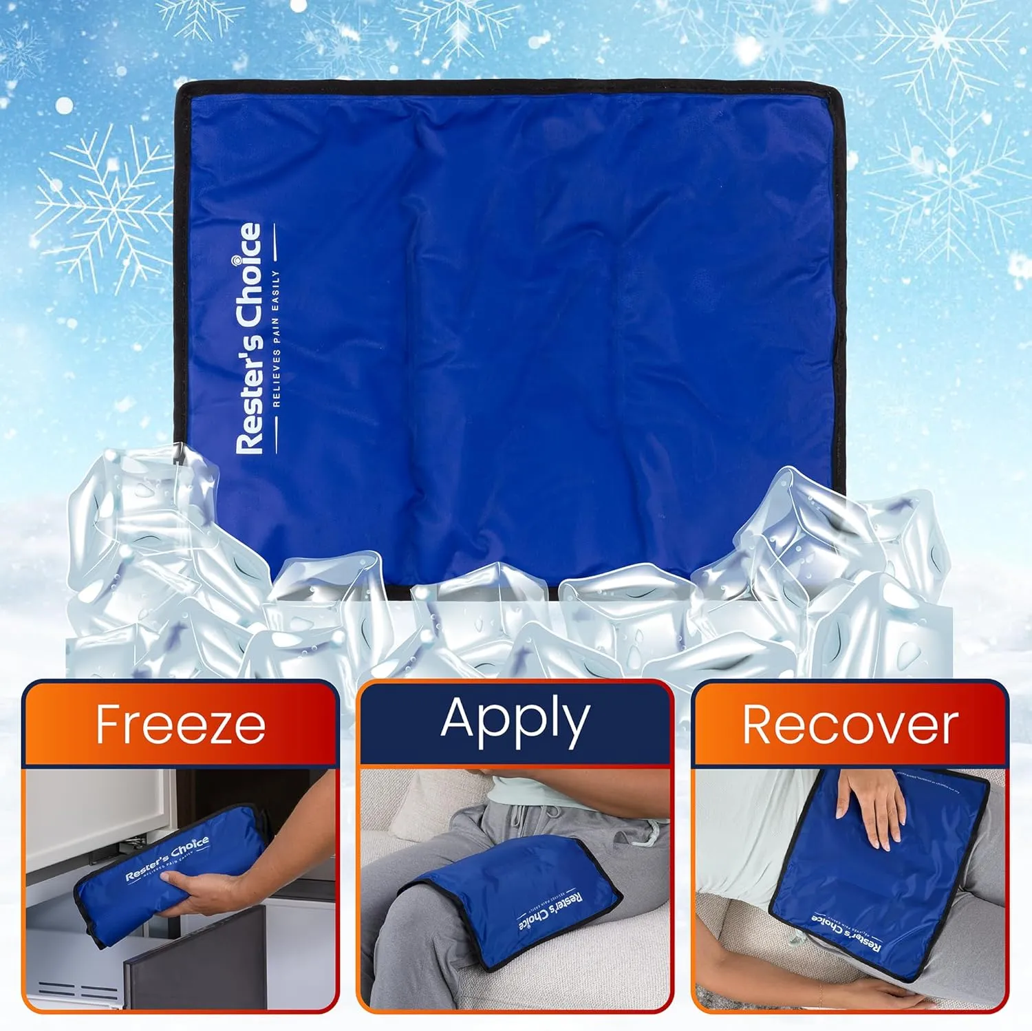 Gel Soft Flexible Ice Pack for Injuries Reusable - (Large: 11"x14.5") for Hip, Shoulder, Knee, Back - Comfy Cold Pack Compress for Swelling, Bruises, Surgery