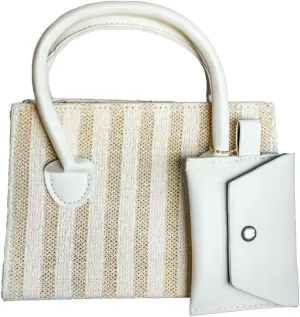 GeLana Straw Tote Bag for Women Chic Crossbody Bag Satchel Handbag Color Contrast Stripe Purse
