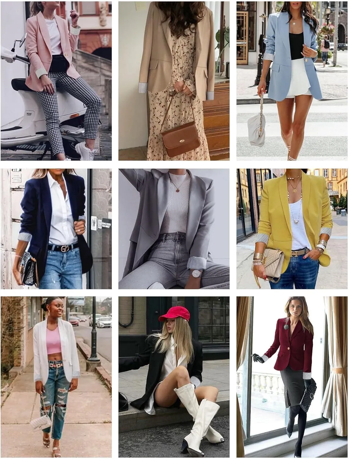 Genhoo Blazer Jackets for Women Open Front Long Sleeve Work Office Casual Blazers with Pockets S-2XL