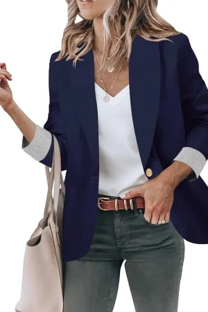 Genhoo Blazer Jackets for Women Open Front Long Sleeve Work Office Casual Blazers with Pockets S-2XL