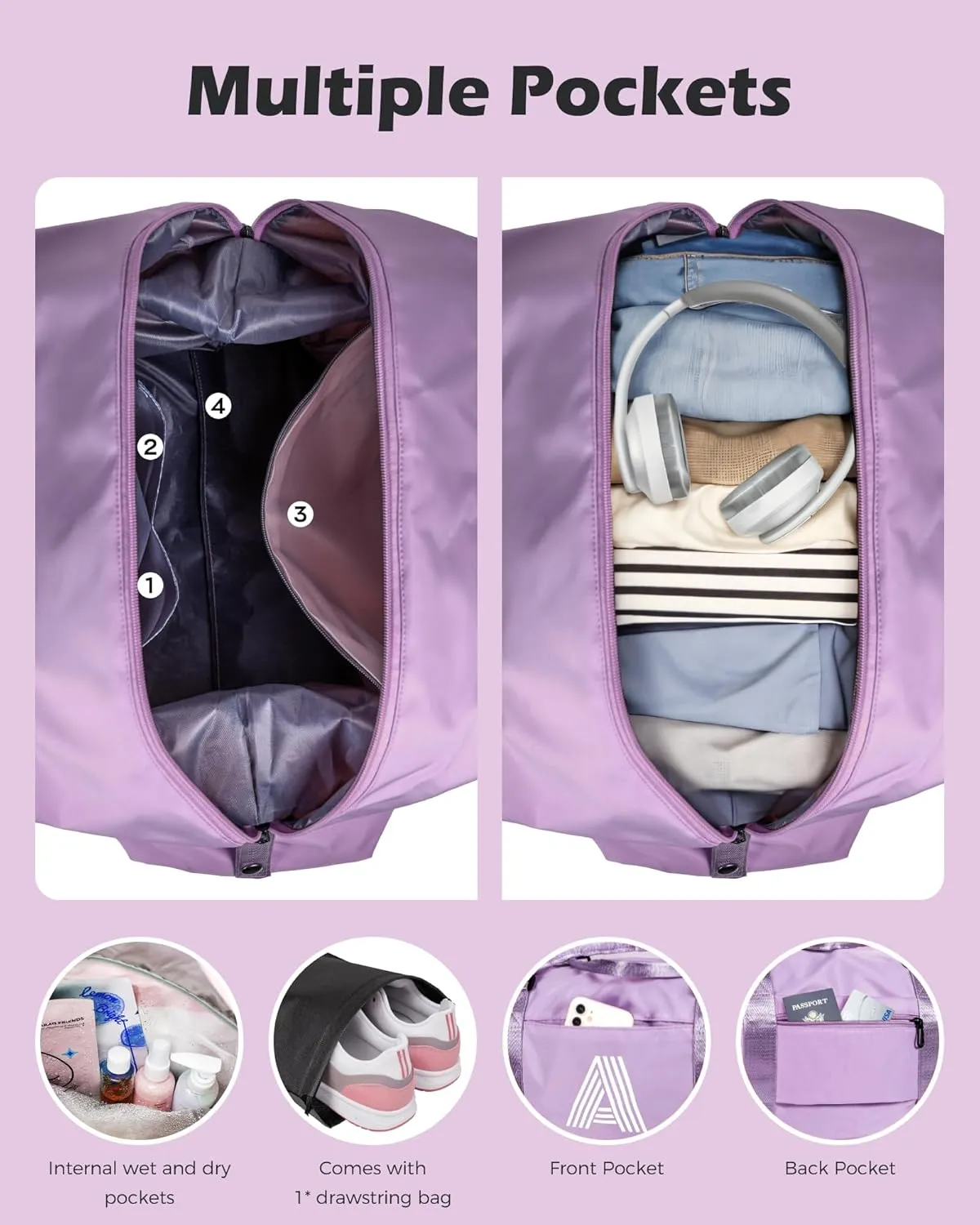 Gifts for Women, Initial Travel Duffel Bag, Sports Gym Bag, Personalized Weekender Bag with Shoulder Strap, Monogram Overnight Bag, Birthday Gifts Wife Gifts Bridal Shower Gifts (Letter E)
