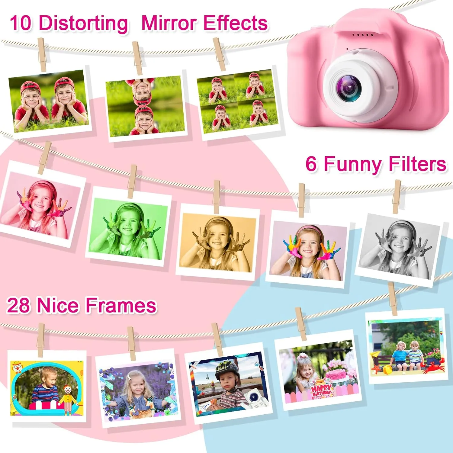 GKTZ Toys for Girls Age 3-8, Kids Camera Digital Video Toddler Camera Children Camcorder Birthday Gifts for 3 4 5 6 7 8 Year Old Girls with 32GB SD Card
