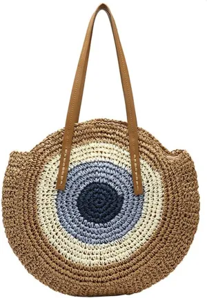 GL-Turelifes Round Summer Straw Bag Big Weave Handbags Beach Shoulder Bags Vocation Tote HandbagsTravel Bag for Women