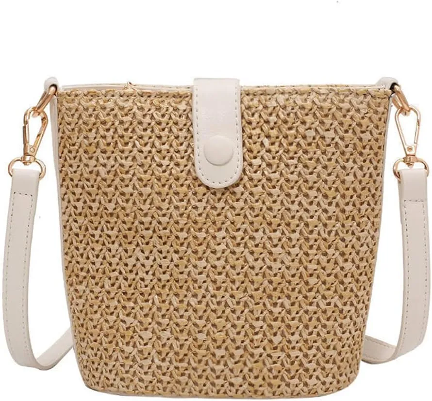 Gogobear Women Small Straw Shoulder Bag Handwoven Crossbody Bags with Removable Shoulder Strap for Travel Beach