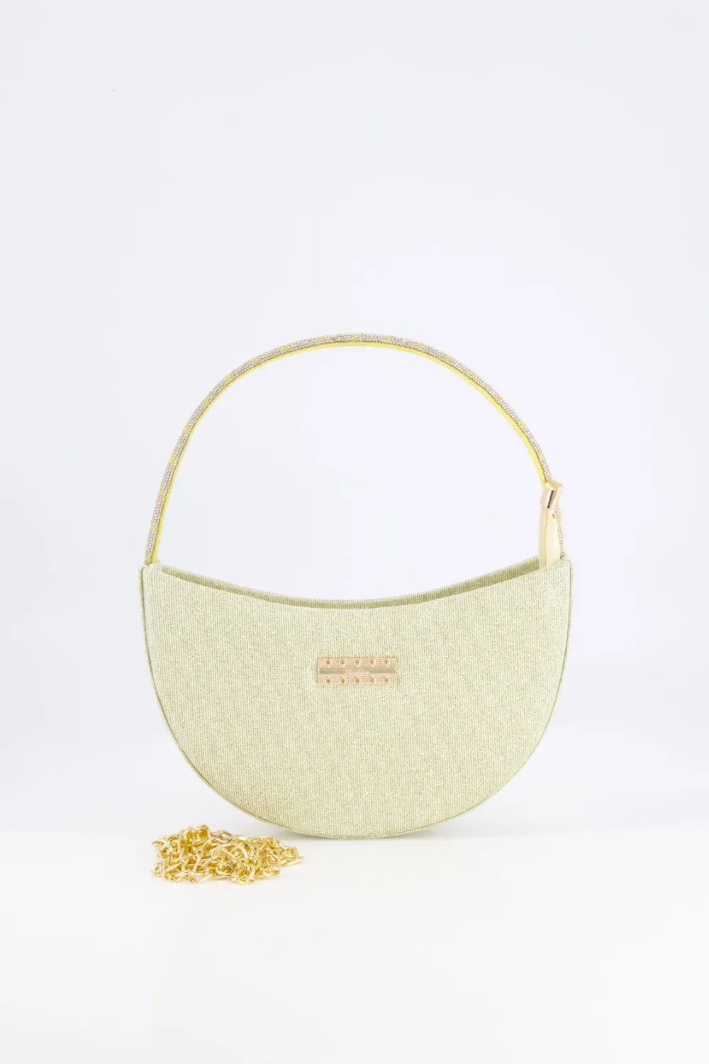 Gold & Ivory Glitter Crescent Bag