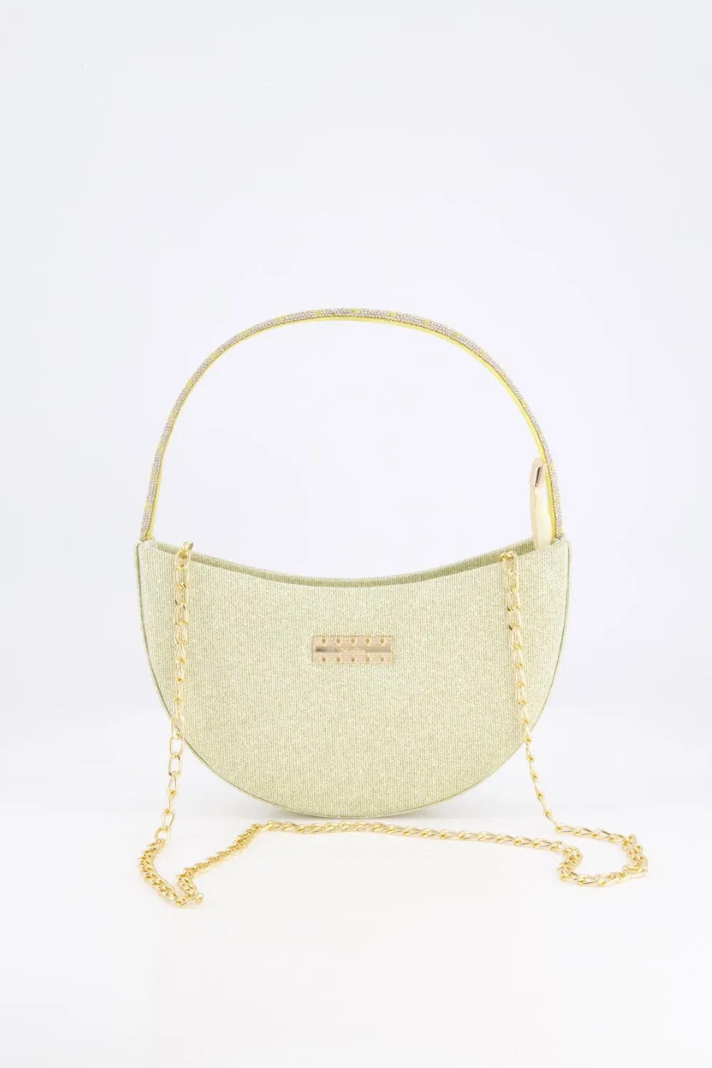 Gold & Ivory Glitter Crescent Bag