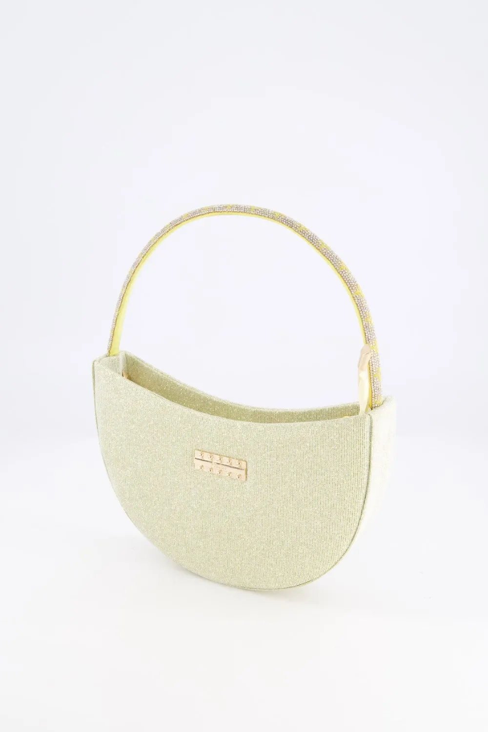 Gold & Ivory Glitter Crescent Bag