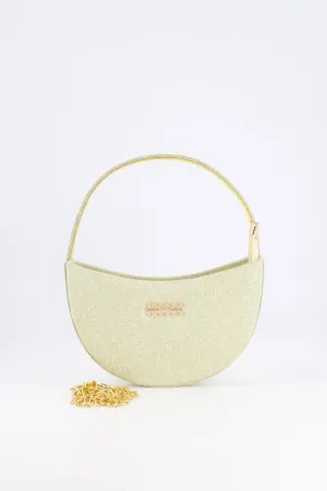 Gold & Ivory Glitter Crescent Bag