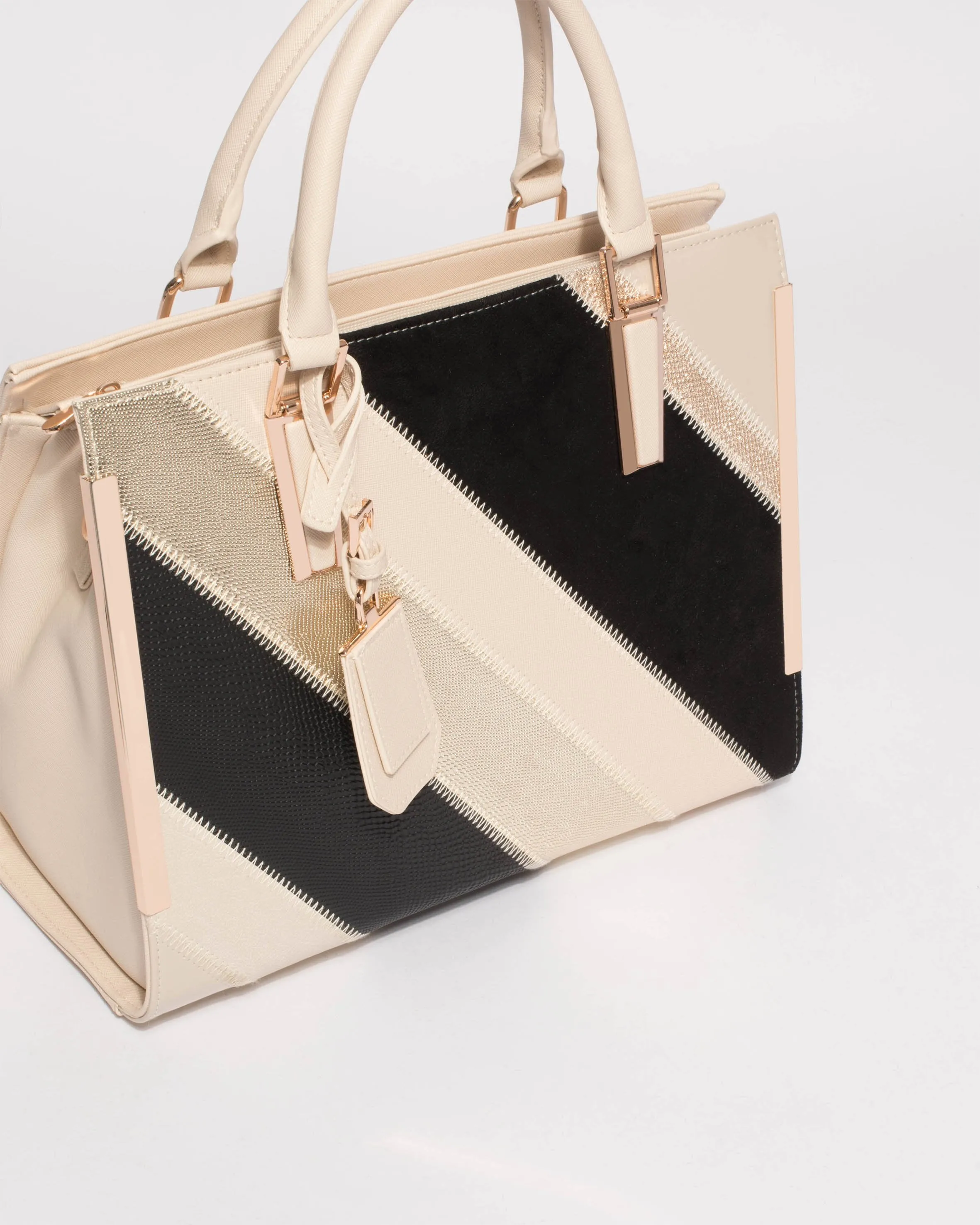 Gold Monochrome Jessica Panel Tag Tote Bag