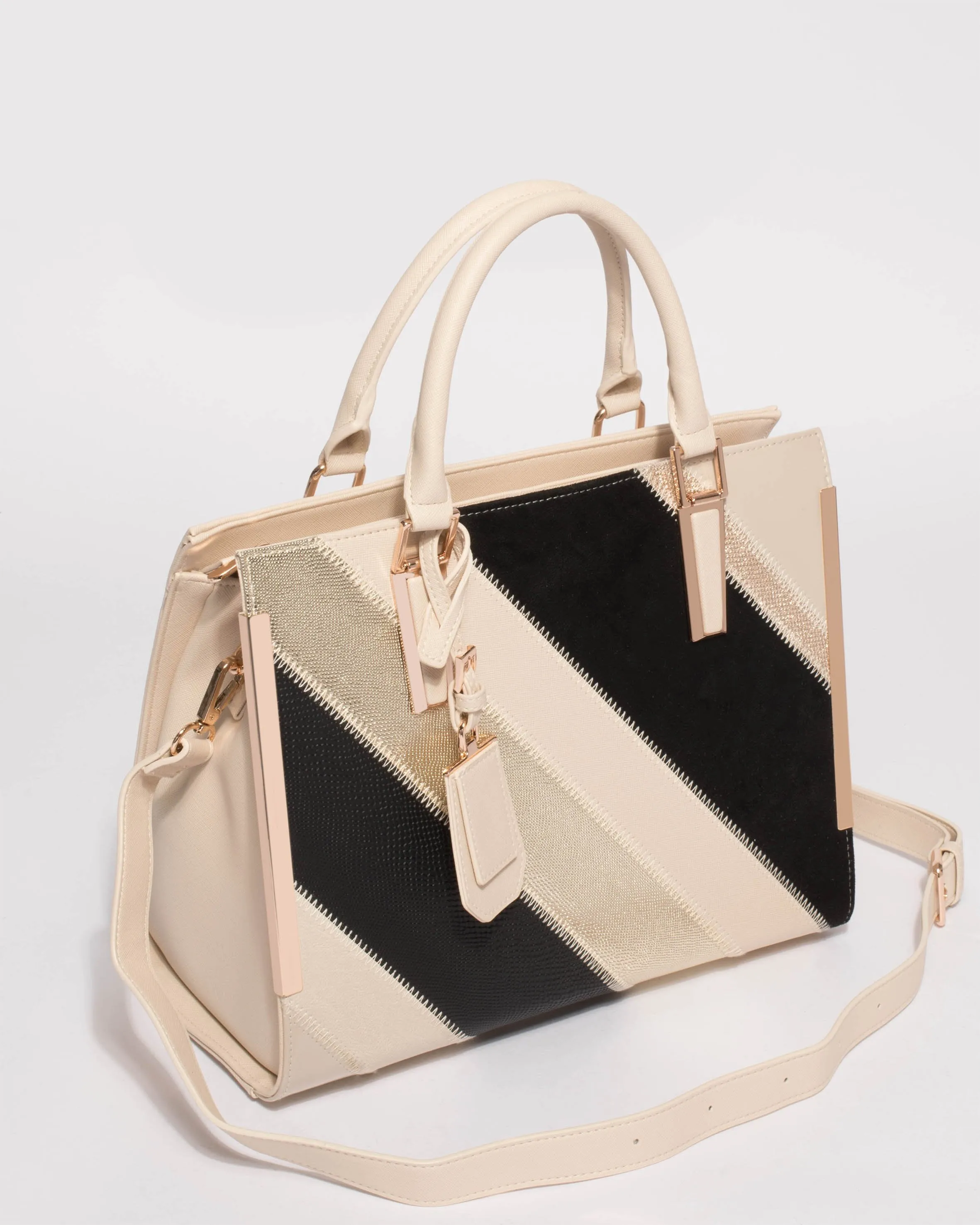 Gold Monochrome Jessica Panel Tag Tote Bag