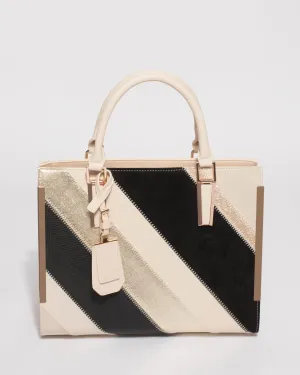 Gold Monochrome Jessica Panel Tag Tote Bag