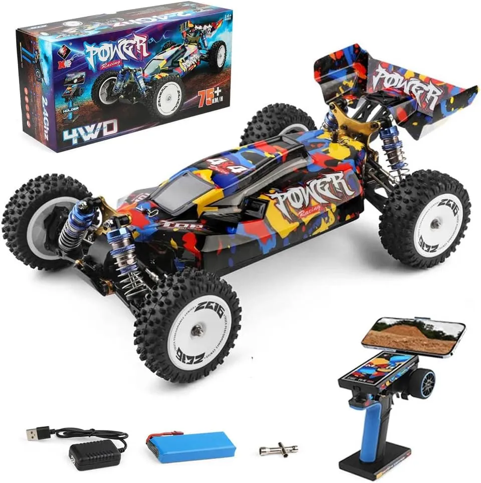 Goolsky WLtoys 124007 RC Cars, 1:12 Scale Remote Control Car, 4WD 75KM/H High Speed Racing Car, 2.4GHz All Terrain Off Road RC Truck with Brushless Motor and Metal Chassis for Kids and Adults