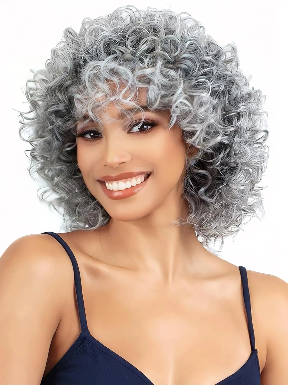 Gowit Gogo Curl Crochet Hair 8 Inch 6 Packs Short Curly Crochet Hair for Black Women Ombre Grey Deep Ocean Wave Crochet Hair Synthetic Crochet Braids (8inch,TGrey)