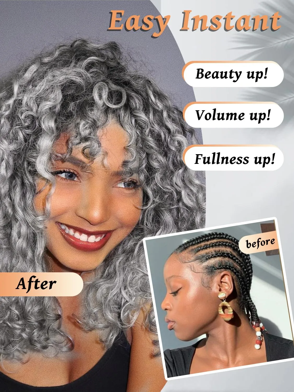 Gowit Gogo Curl Crochet Hair 8 Inch 6 Packs Short Curly Crochet Hair for Black Women Ombre Grey Deep Ocean Wave Crochet Hair Synthetic Crochet Braids (8inch,TGrey)